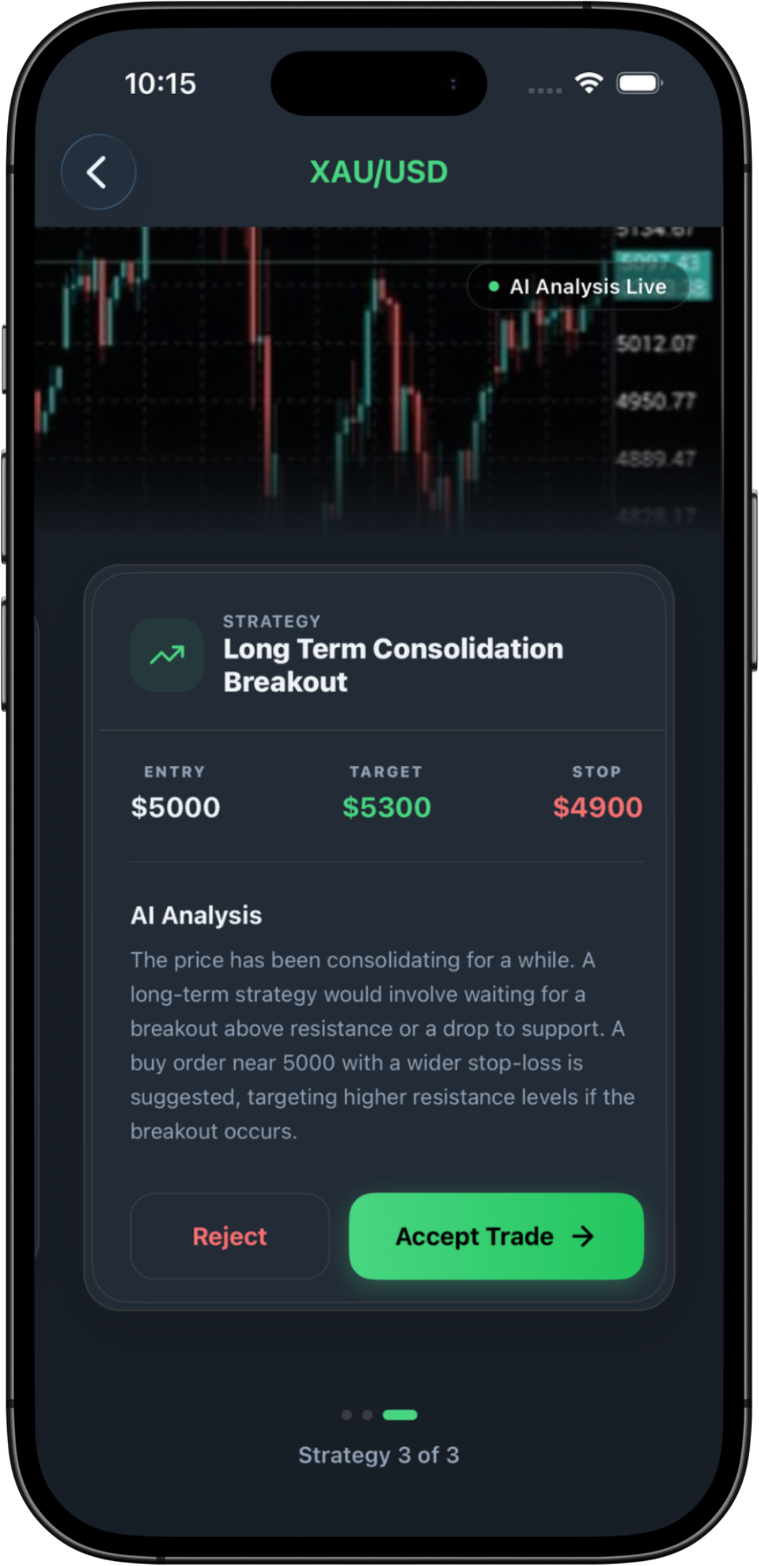 Snap Forex AI Trading App Interface on Mobile